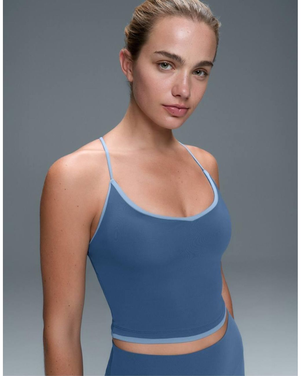 Oysho Blue Comfortlux Crossover Strap Tank Top