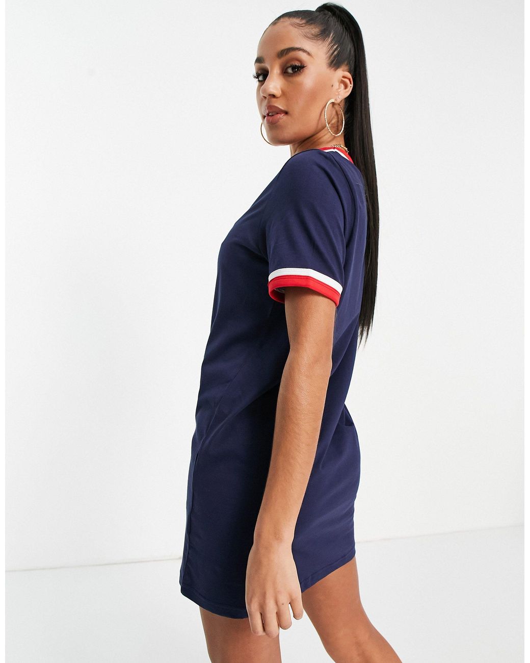 Fila Large Chest Logo T-shirt Dress in Blue | Lyst