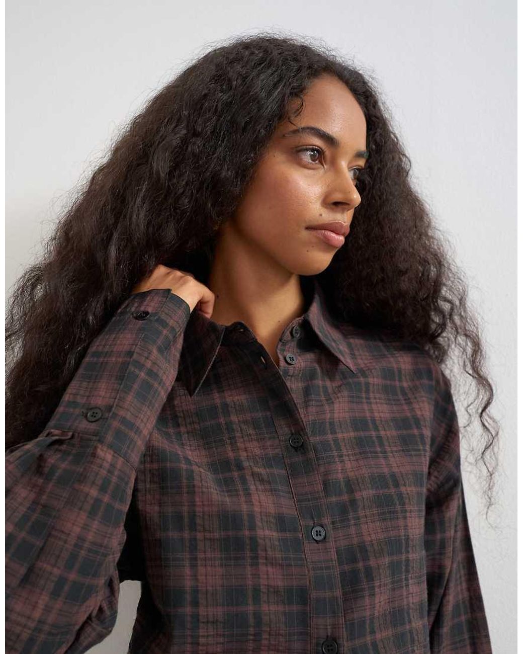 TOPSHOP Blue Co Ord Cinch Check Shirt