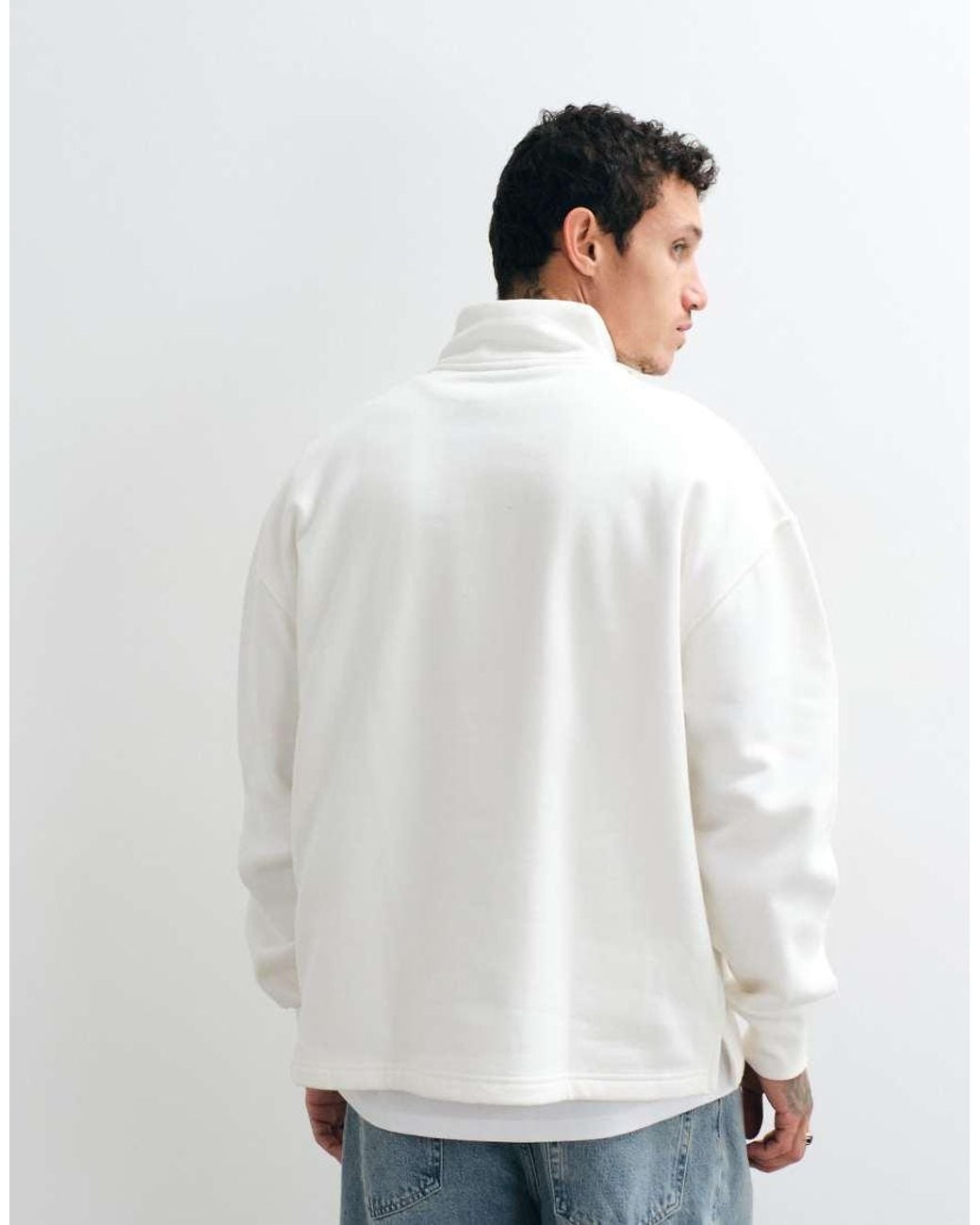 ASOS White Premium Heavyweight Oversized Quarter Zip Funnel Neck for men