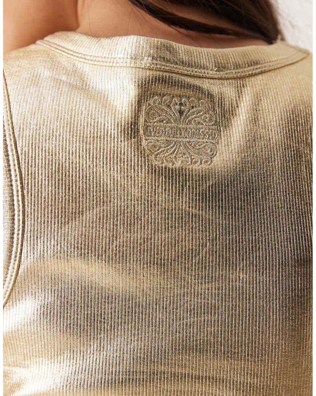 Never Fully Dressed Natural Cotton Rich Metallic Ribbed Tank Top