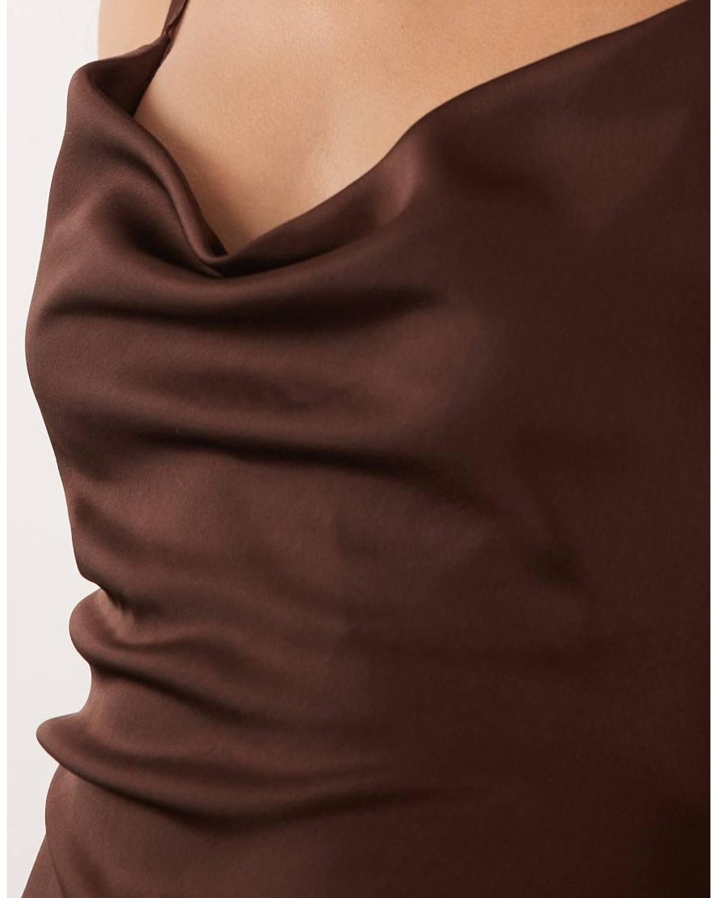 New Look Brown Satin Cowl Neck Midi Dress