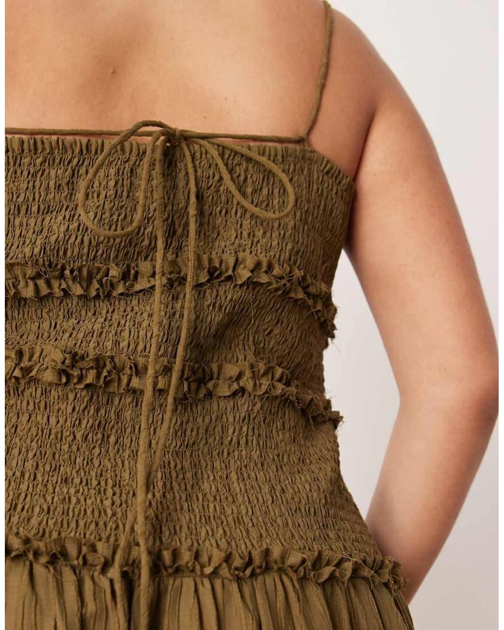 ASOS Green Asos Design Curve Crinkle Maxi Sundress With Shirred Dropped Waist