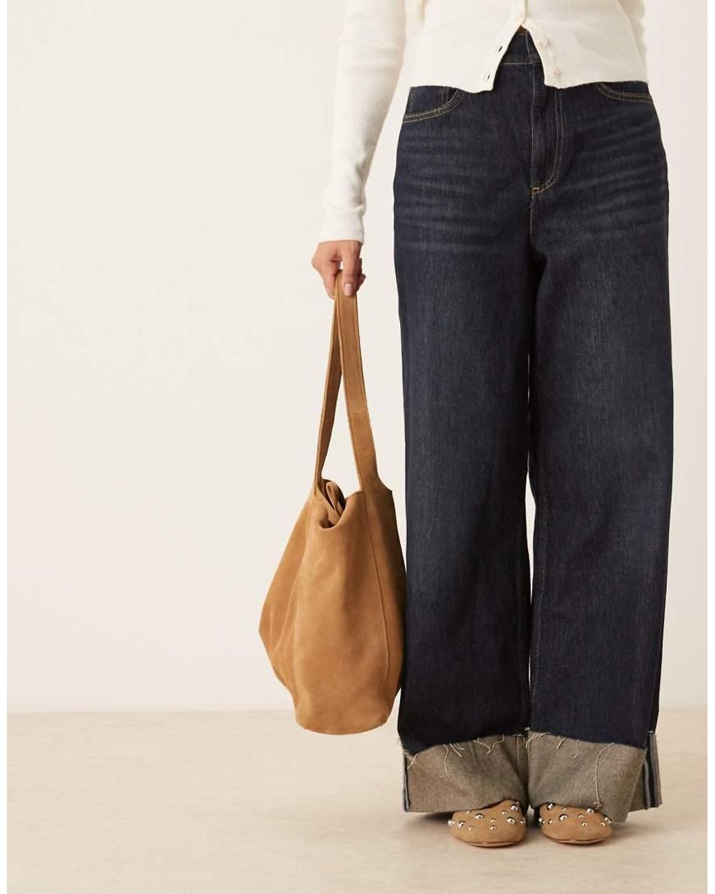 Mango Brown Suede Tote Bag