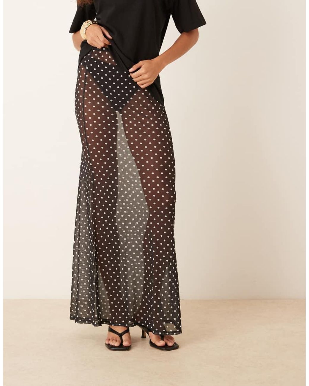 ASOS Natural Mesh Sheer Maxi Skirt