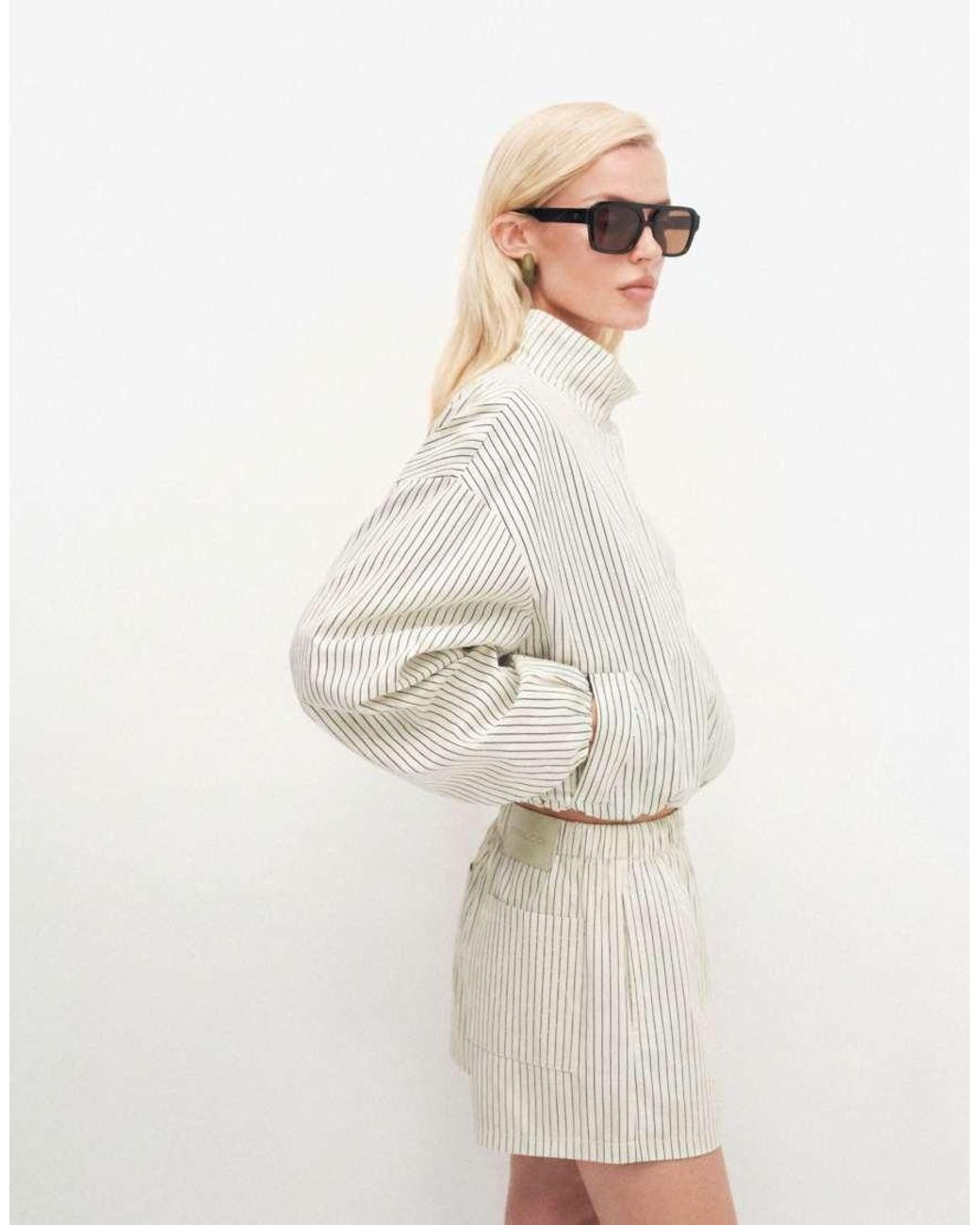 CERNUCCI White Stripe Nylon Pull-On Shorts Co-Ord