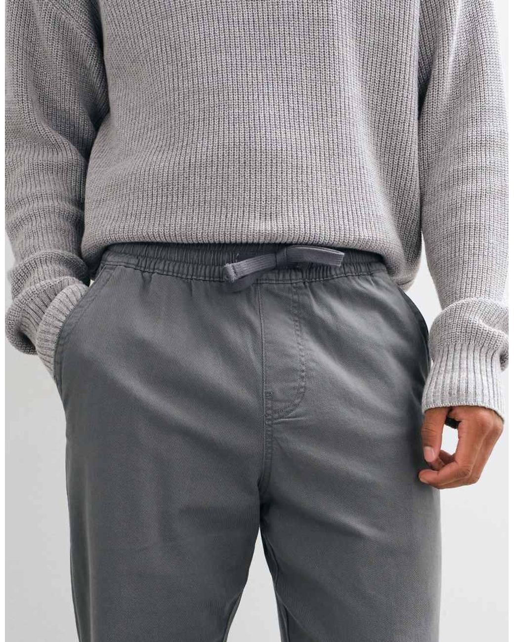 Hollister Gray Loose Fit Pull On Trousers for men