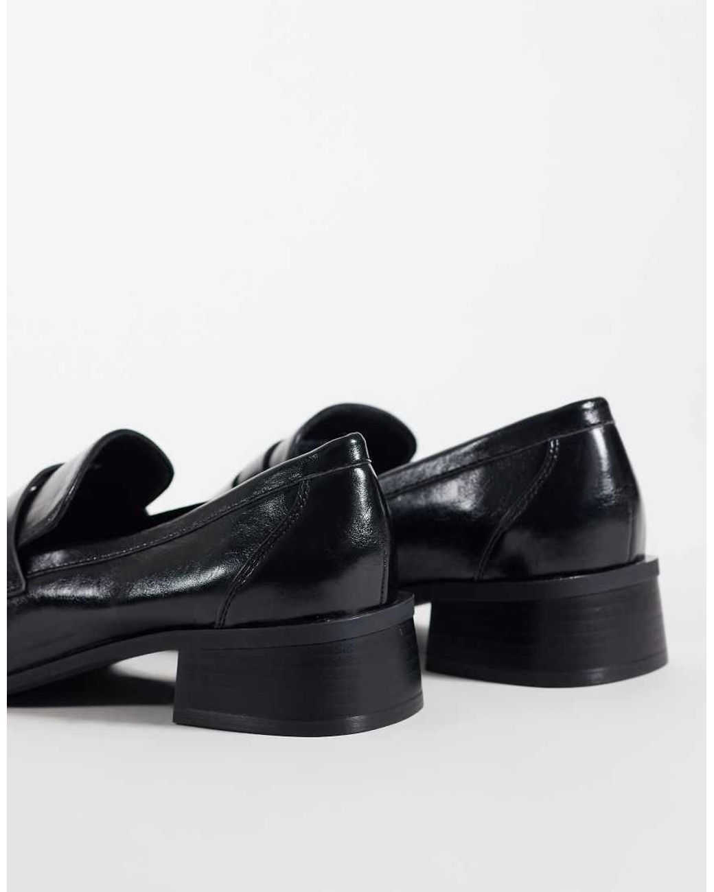 ASOS Black Marisol Ruched Round Toe Heeled Loafers
