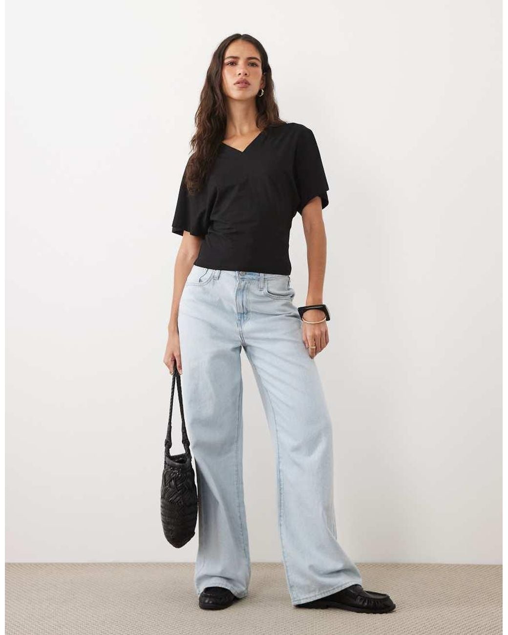 Cotton On Black Batwing V Neck Top