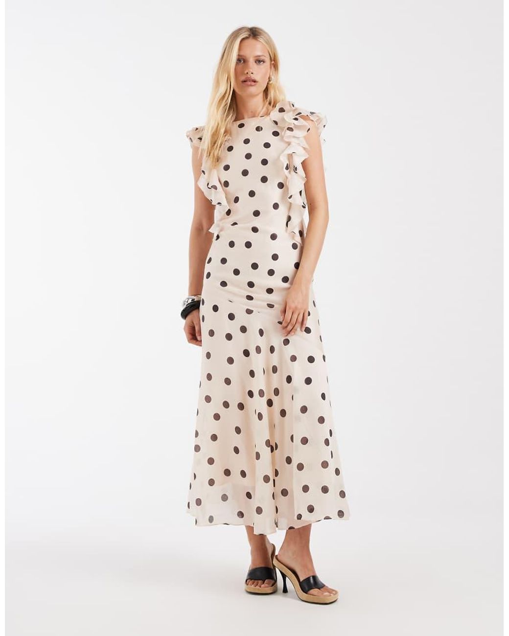 & Other Stories White Maxi Dress With Ruffle Edging And Low Back