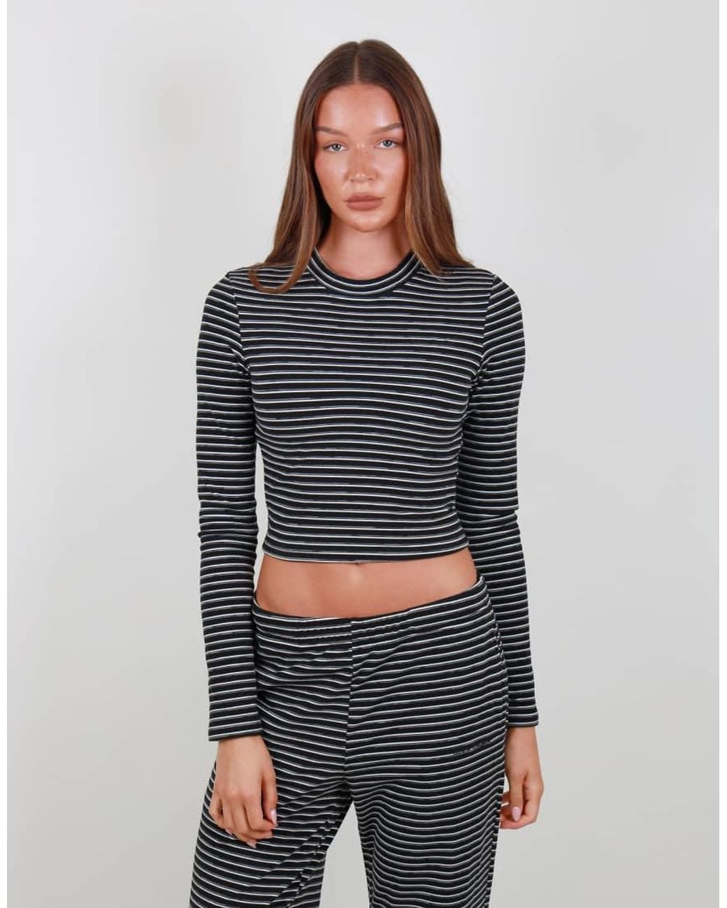 SIMMI Gray Super Soft Stripe Long Sleeve T-Shirt
