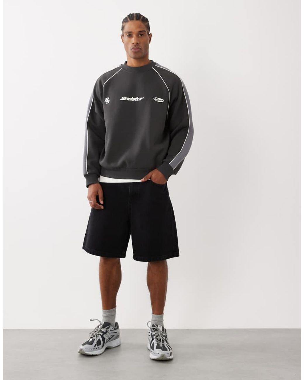 Cotton On Black Cottonon Box Fit Graphic Crew Sweatshirt