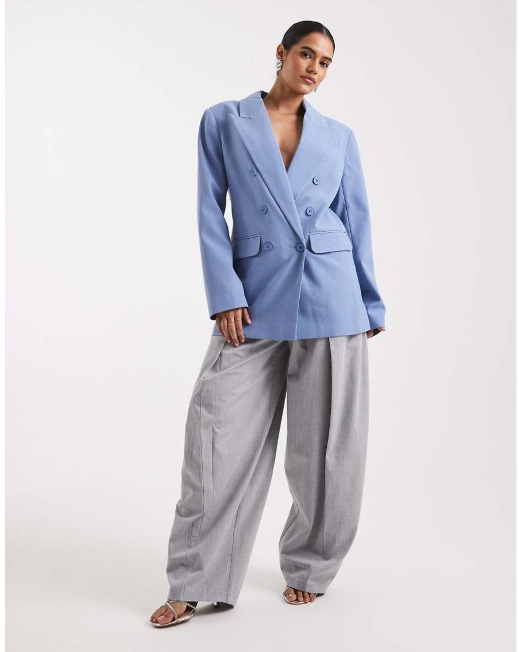 ASOS Getailleerde Boxy Oversized Blazer in het Blue