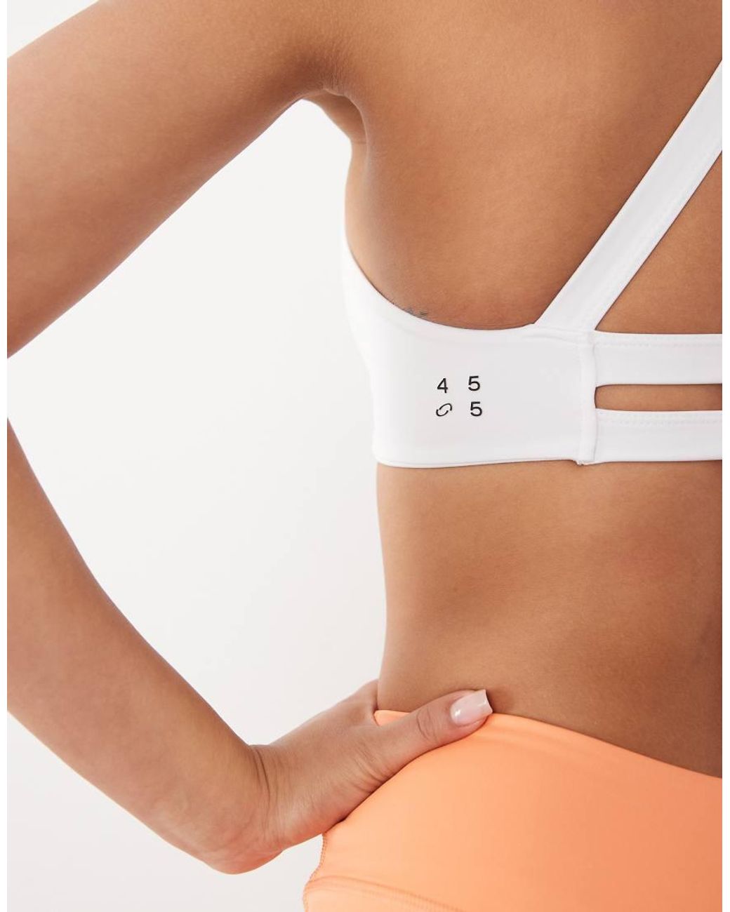4505 White Active Light Support Twist Front Sports Bra