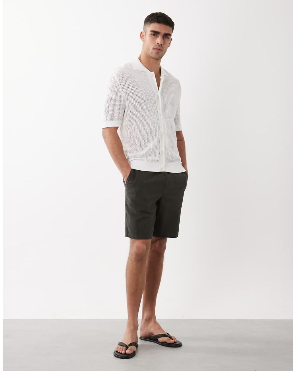 SELECTED Short Van Linnenmix in het White voor heren