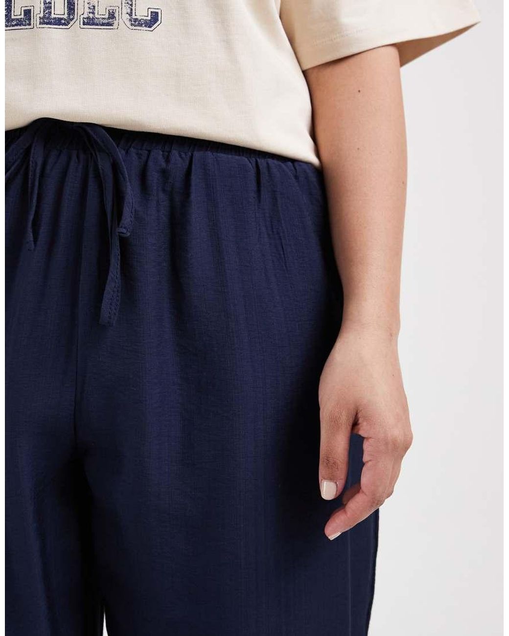 ONLY Blue High Waist Textured Pants