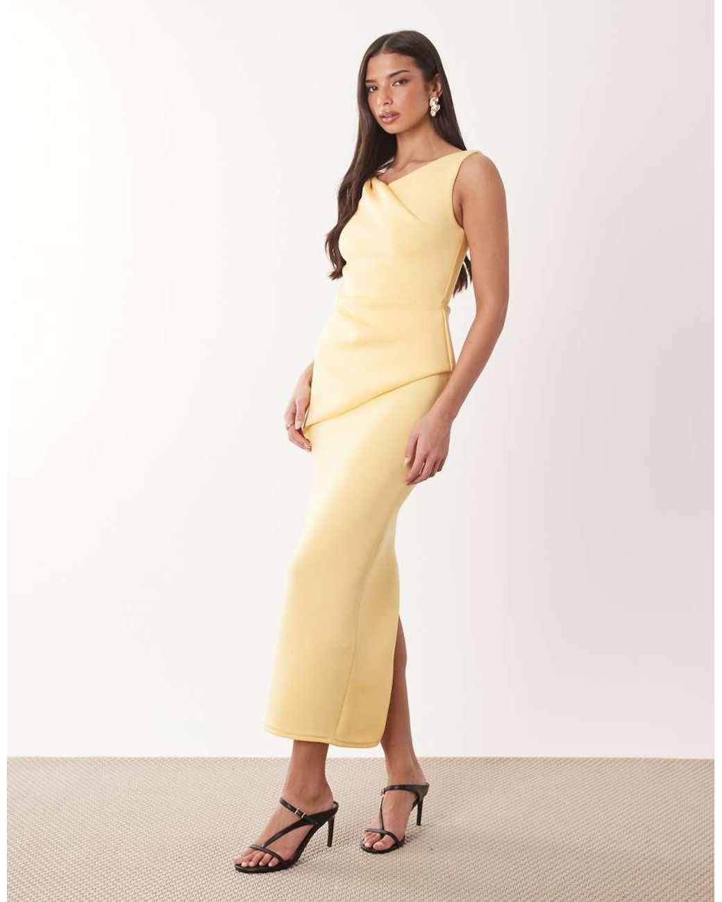 ASOS Natural Drape Asymmetric Midi Dress