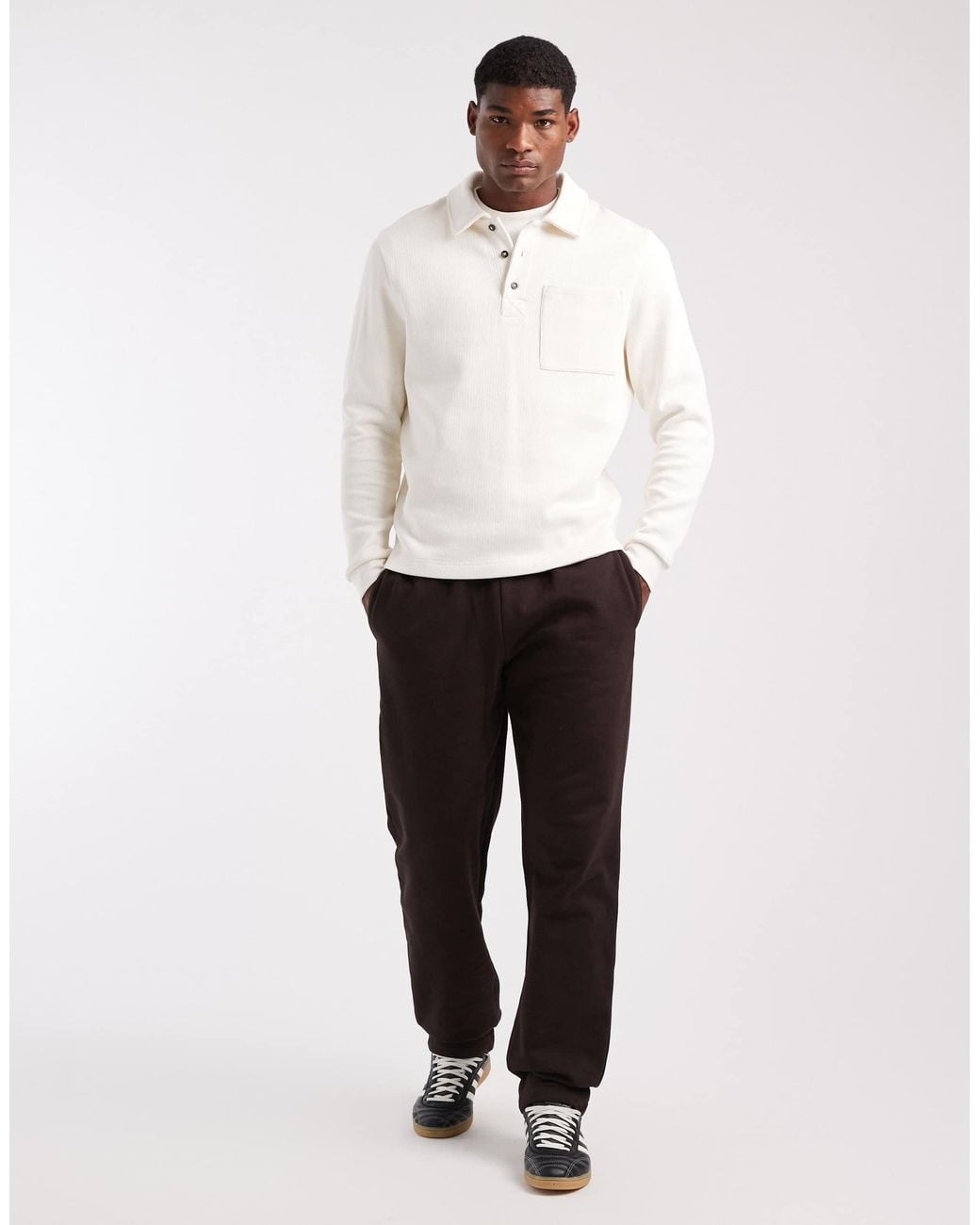 ASOS White Oversized Button Polo With Pocket for men