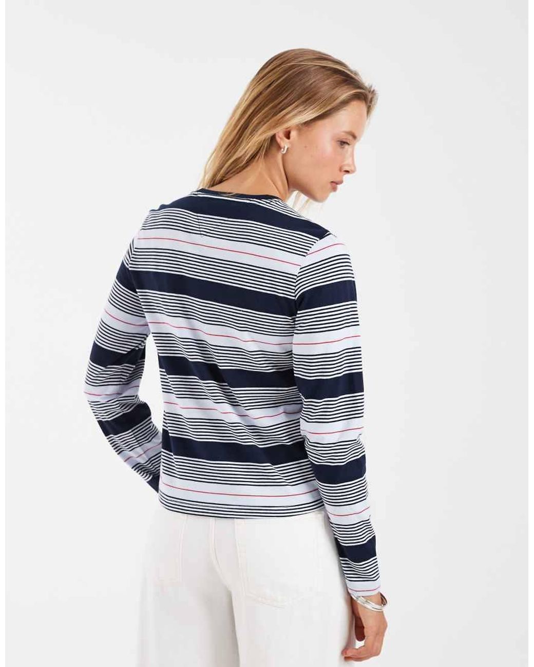 Tommy Hilfiger Blue Cotton Flag Logo Long Sleeve T-shirt