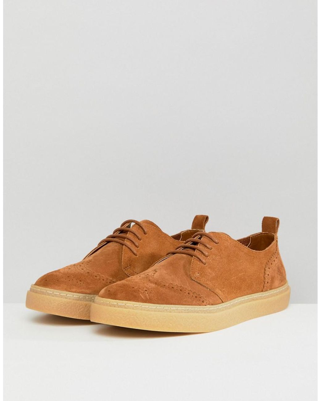 tennis Manie kopen Fred Perry Linden Brogue Suede Shoes In Tan in Brown | Lyst Australia