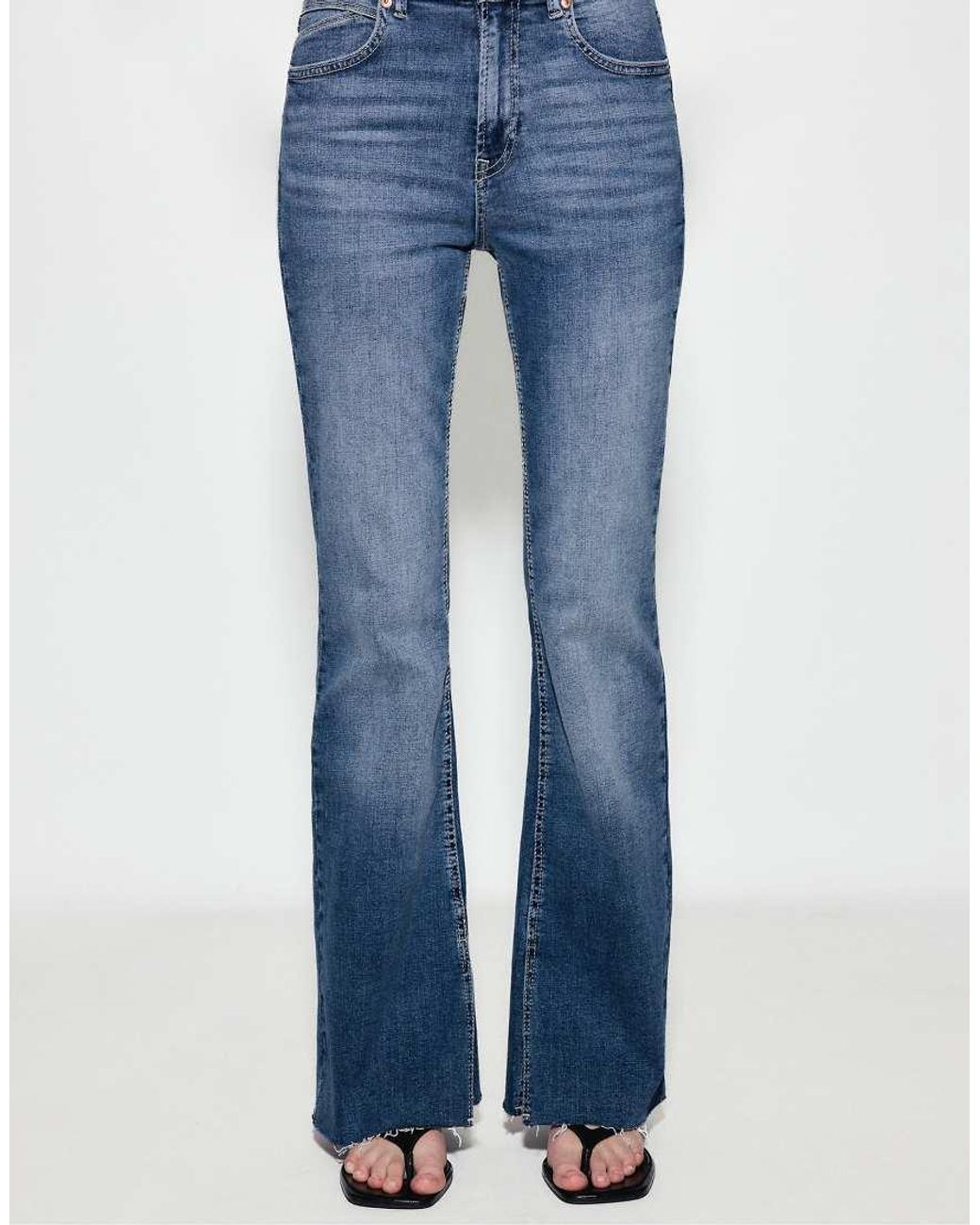 Stradivarius Blue D74 Flared Jeans With Slit