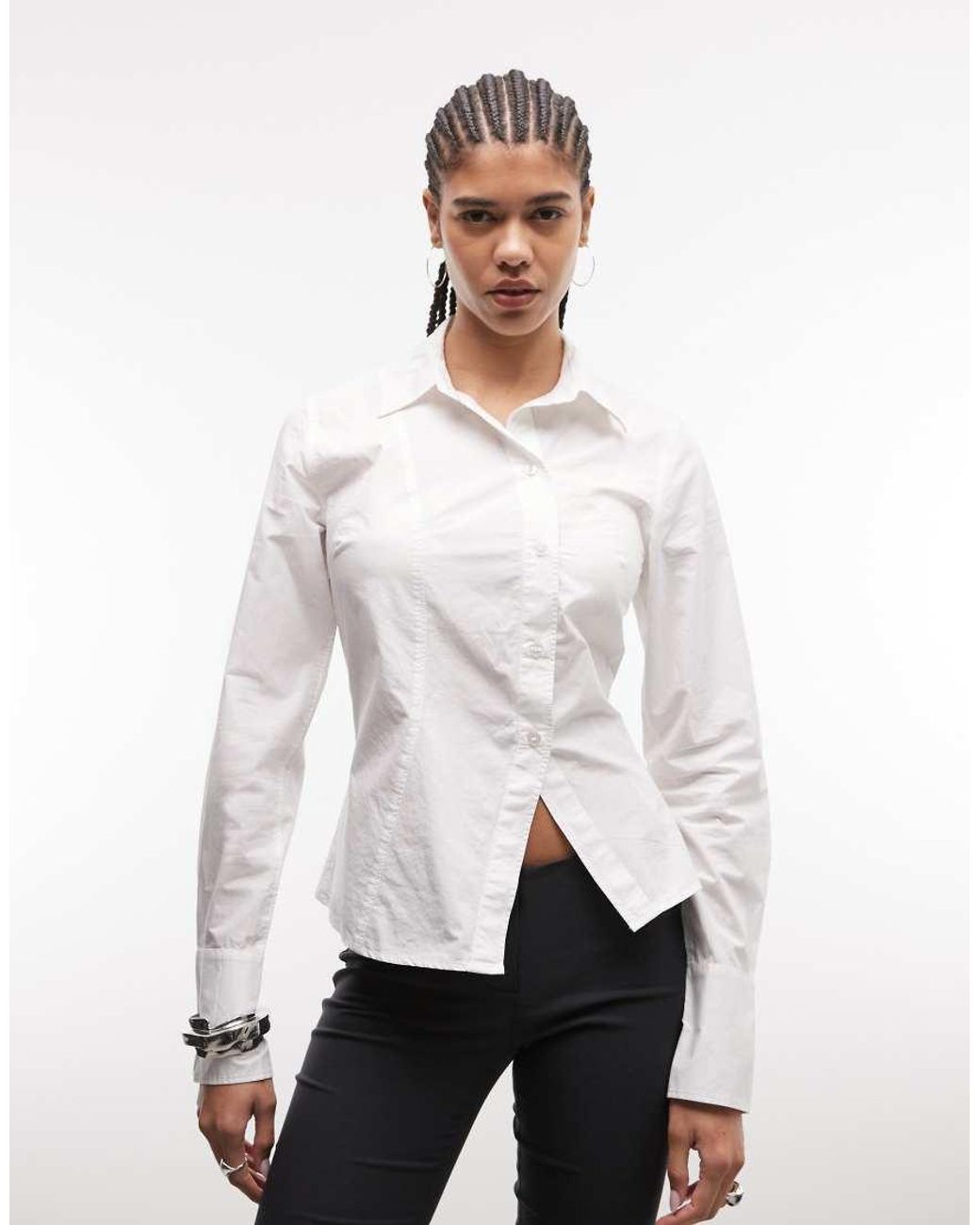 Weekday White Asymmetric Shirt With Slit Detail
