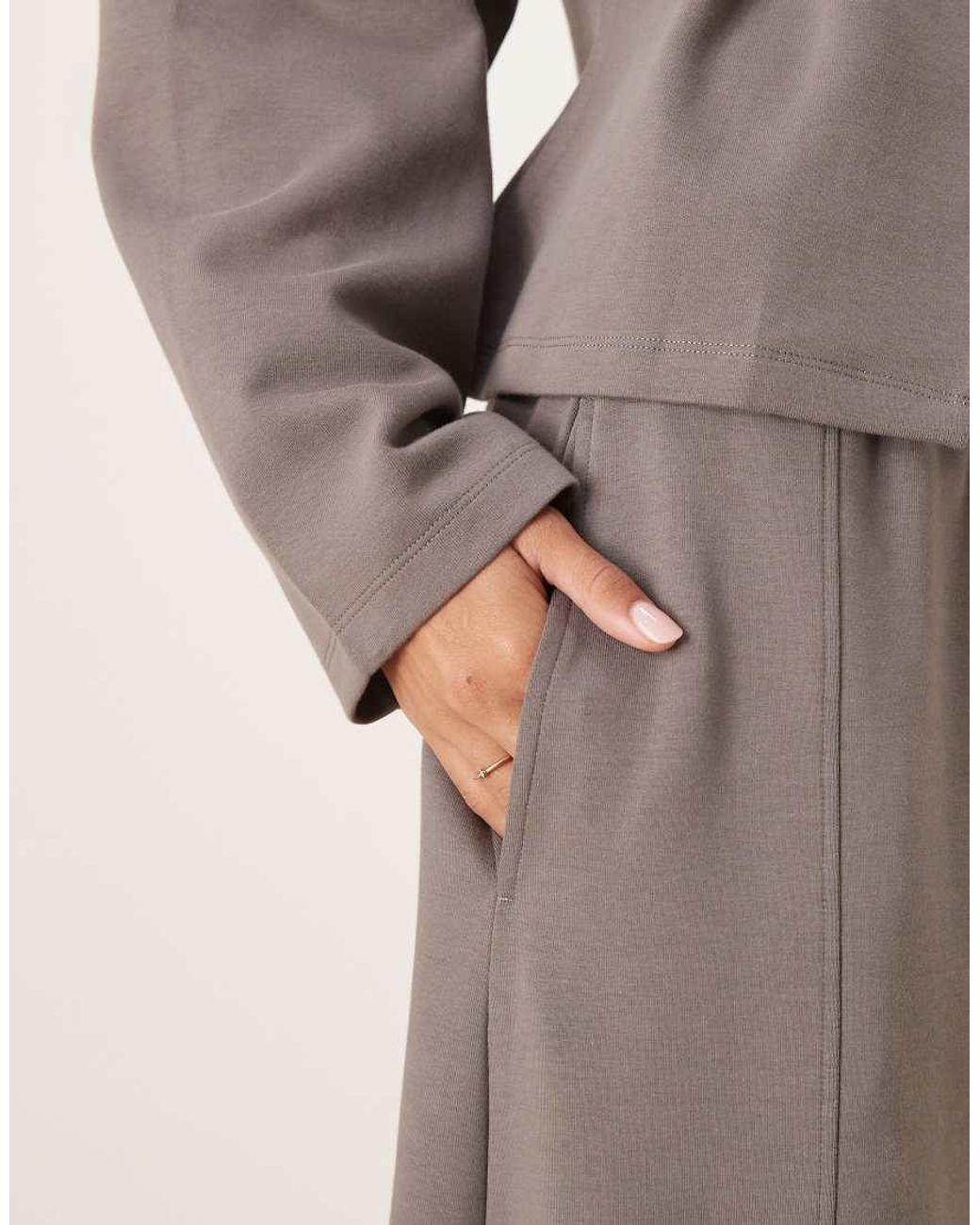 ASOS Natural Interlock Barrel Leg Sweatpants With Seam Detail