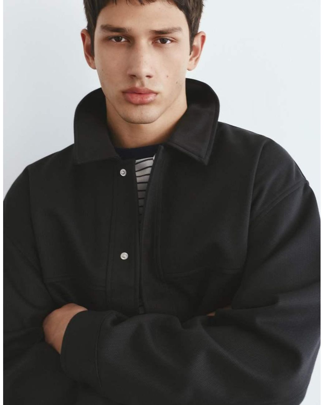 Pull&Bear Gray Textured Jacket for men