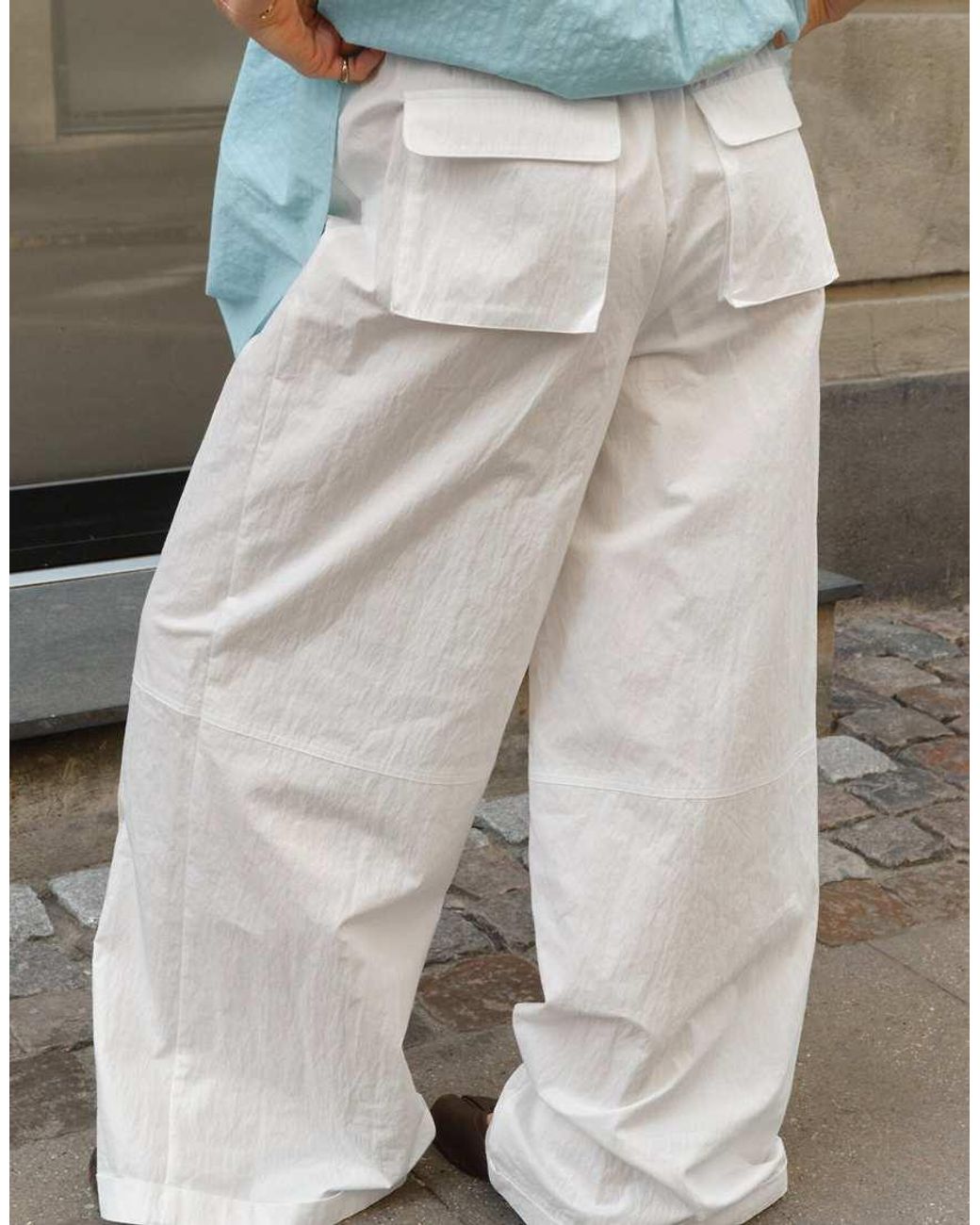 NA-KD White X Charlotte Olivia Drawstring Detail Wide Trousers
