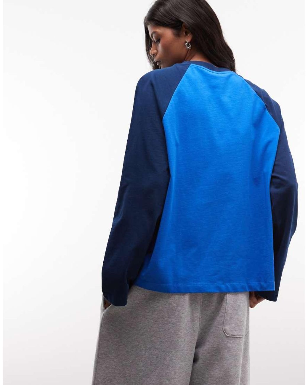 Collusion Blue Raglan Long Sleeve Boxy Tshirt