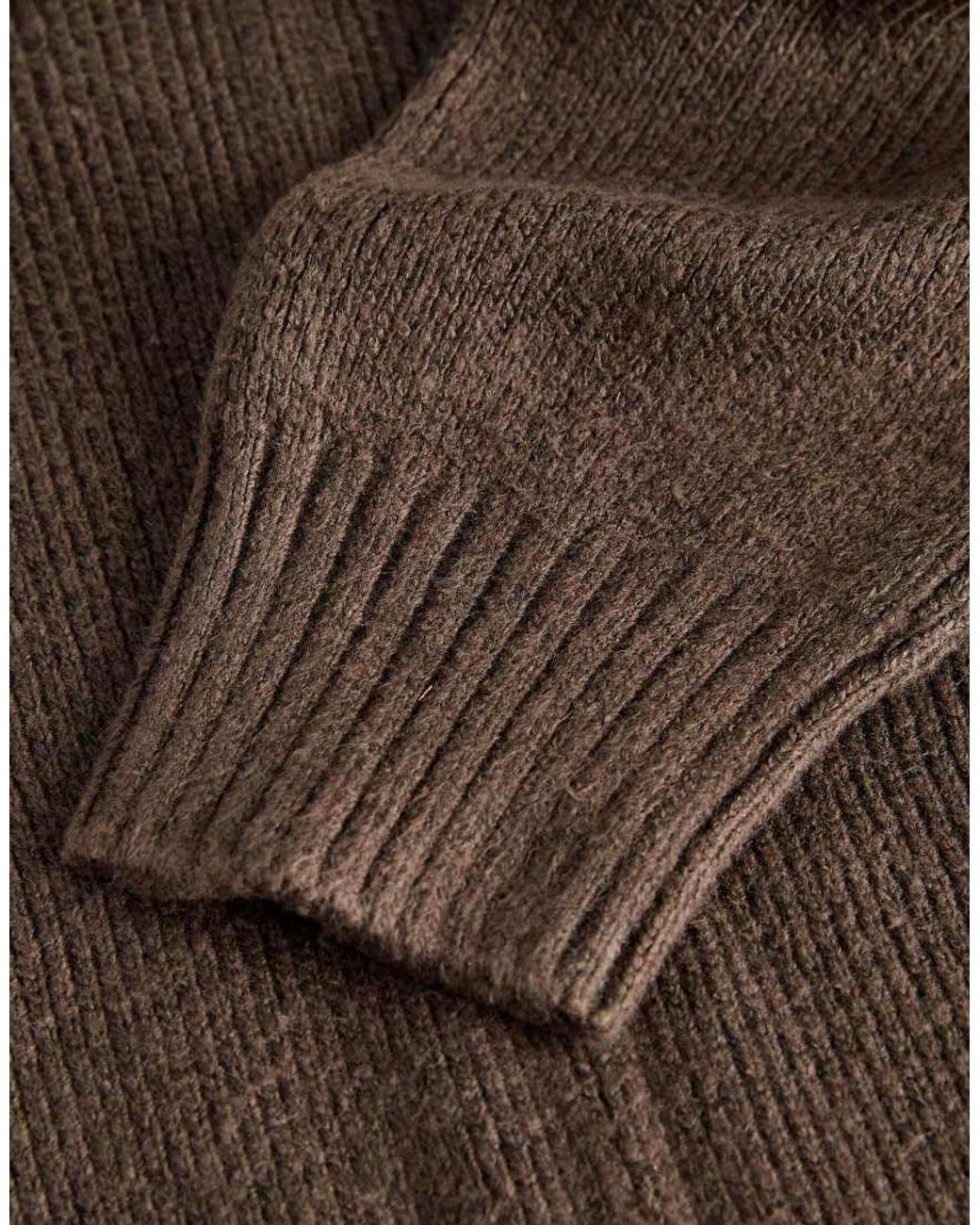 JJXX Brown Maeve Ribbed Wide Fit Crew Neck Knitted Cardigan