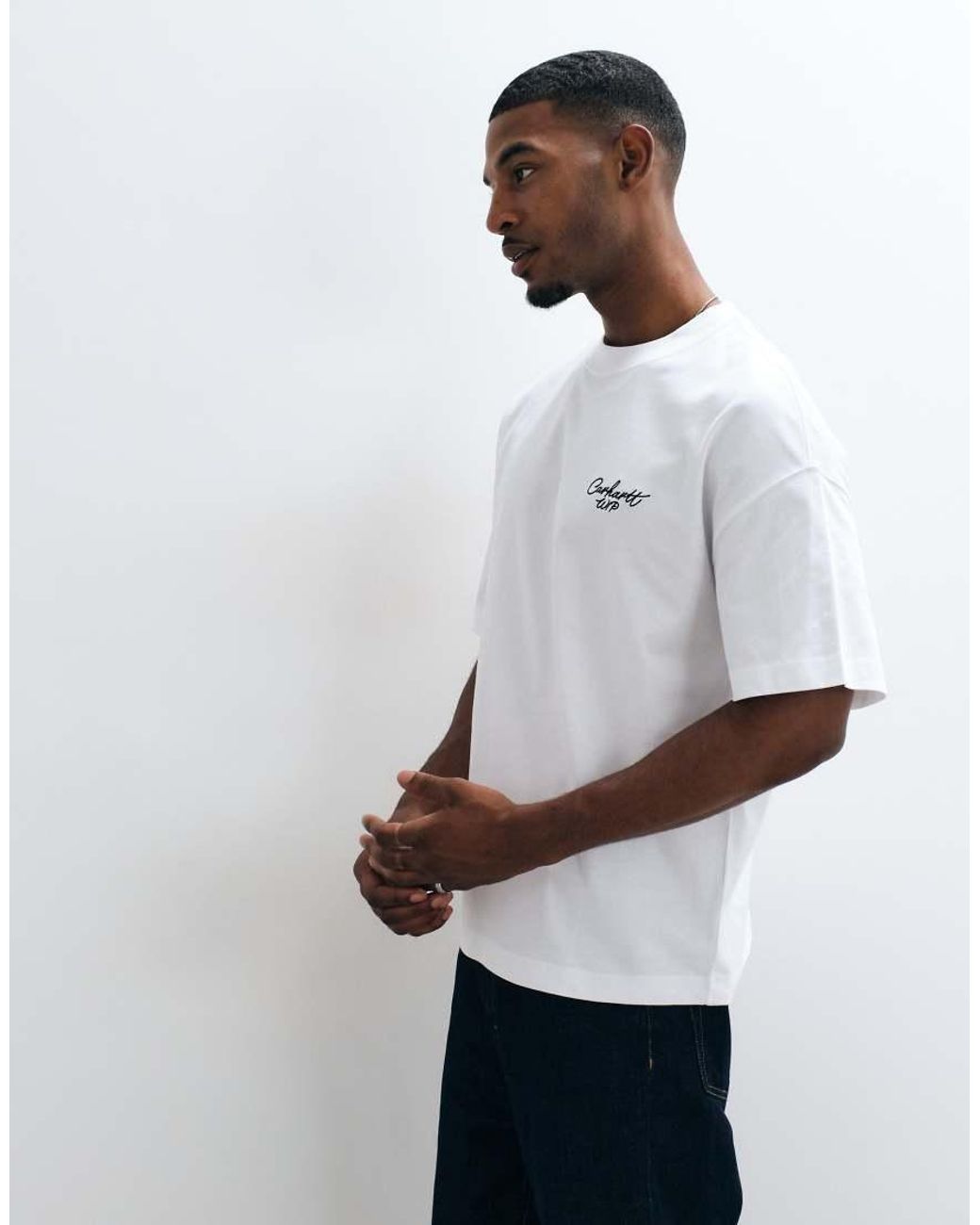 Carhartt White Signature Script Relaxed Fit T-shirt for men