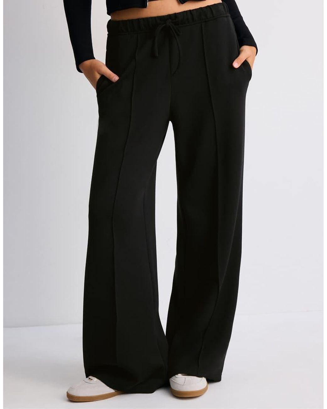 Stradivarius Blue Soft Touch Wide Leg Trousers With Seam Detail