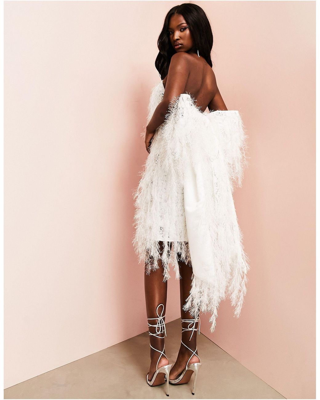 ASOS All Over Faux Feather Mini Dress With Embellishment And