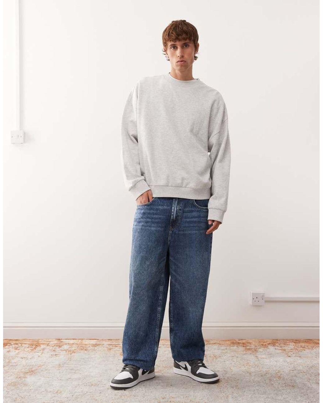 Collusion Gray Essentials Boxy Oversized Sweatshirt for men