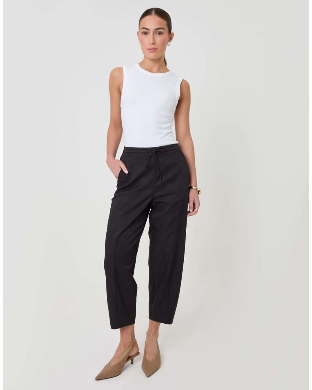 Threadbare Black Curved Seam Barrel Leg Trousers