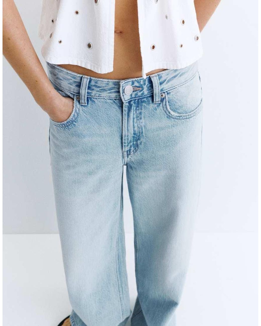 Pull&Bear Blue Low Waist Wide Leg Jeans