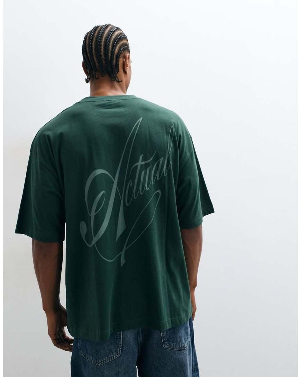 ASOS Green Oversized T-shirt With Tonal Script Graphic for men