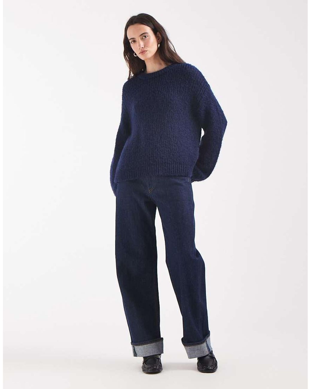Pieces Blue Chunky Knitted Jumper