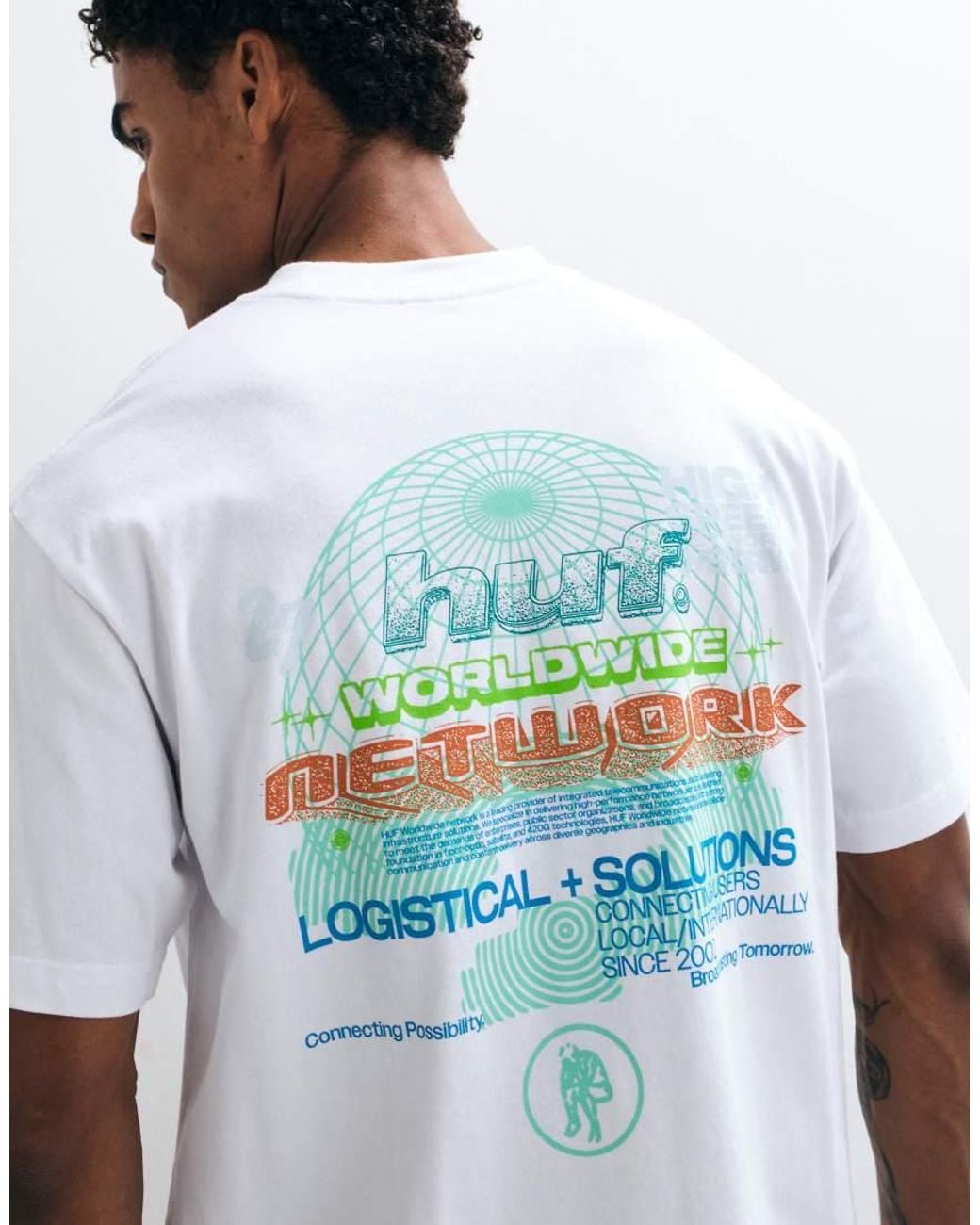 Huf White Worldwide Network Grpahic T-Shirt for men