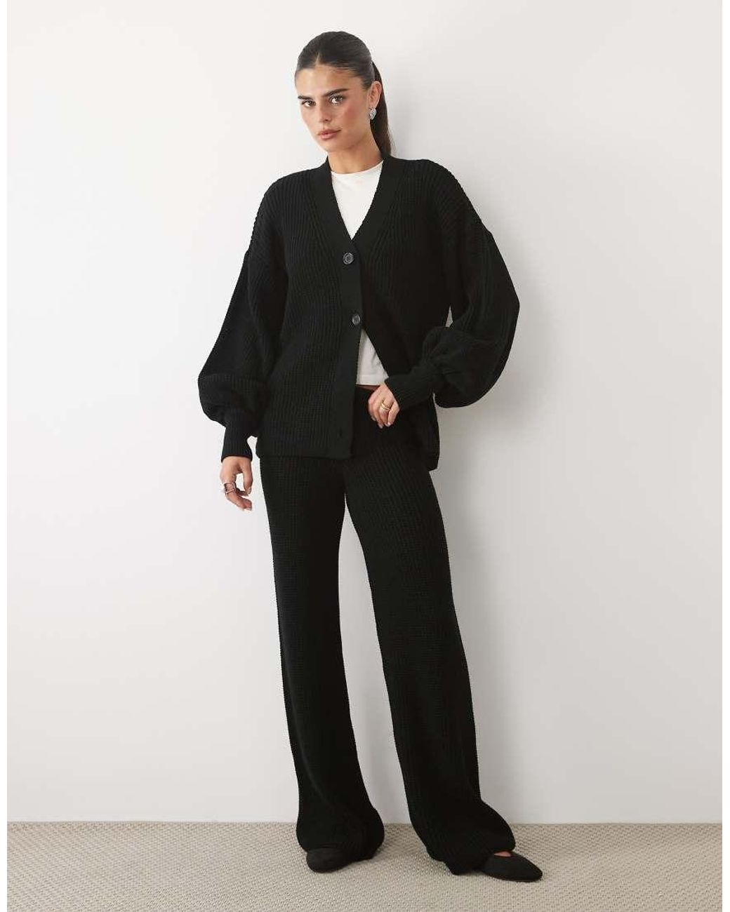 Missy Empire Black Balloon Sleeve Button Through Cardigan