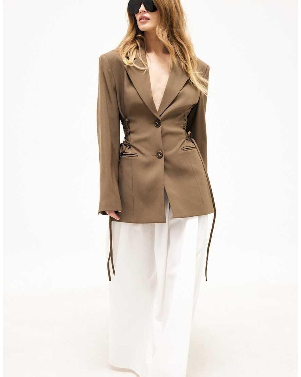 NA-KD Brown Fitted Lacing Blazer