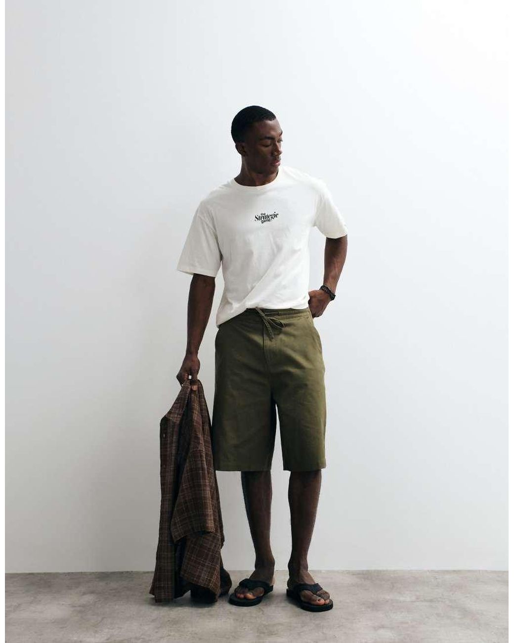 Jack & Jones White Football Pitch Backprint T-shirt for men