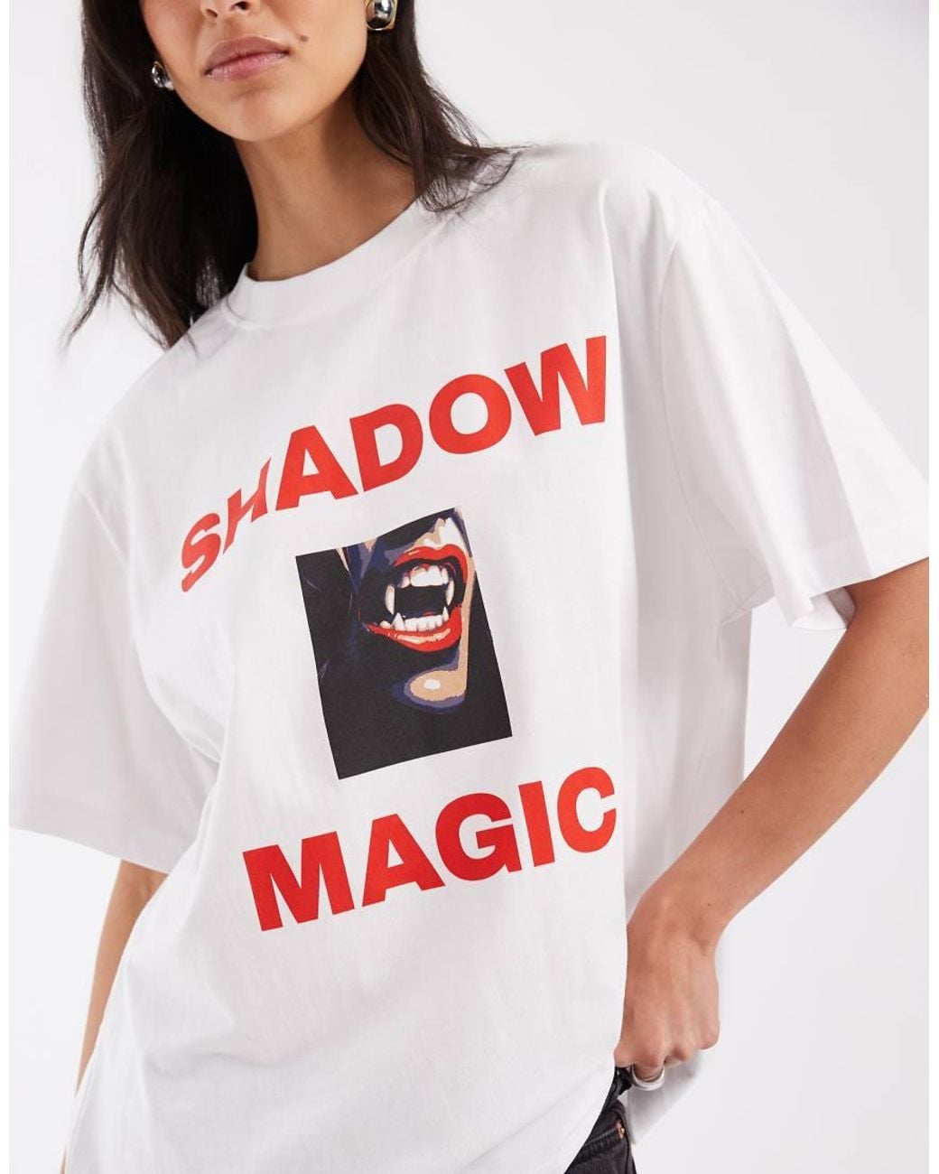 ASOS White Oversized T-shirt With Shadow Magic Vampire Graphic
