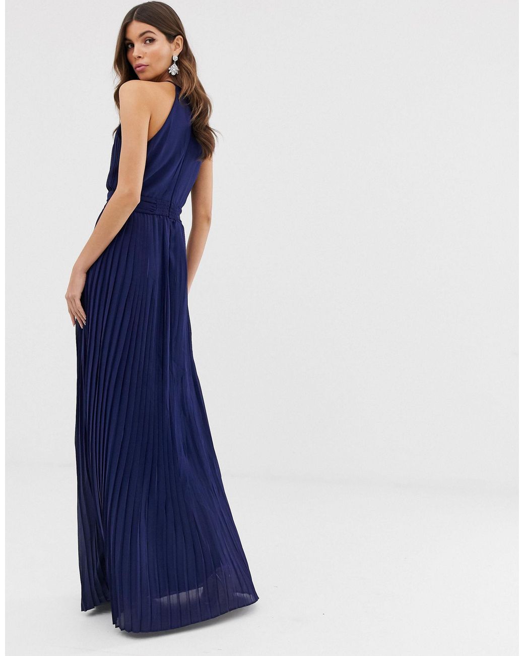 tfnc bridesmaid exclusive high neck pleated maxi dress