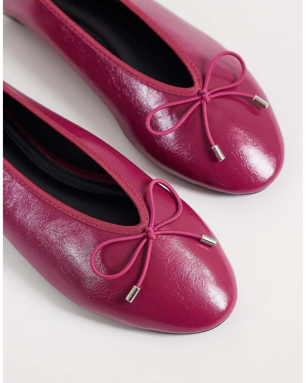 ASOS Purple Lola Soft Bow Detail Ballet Flats