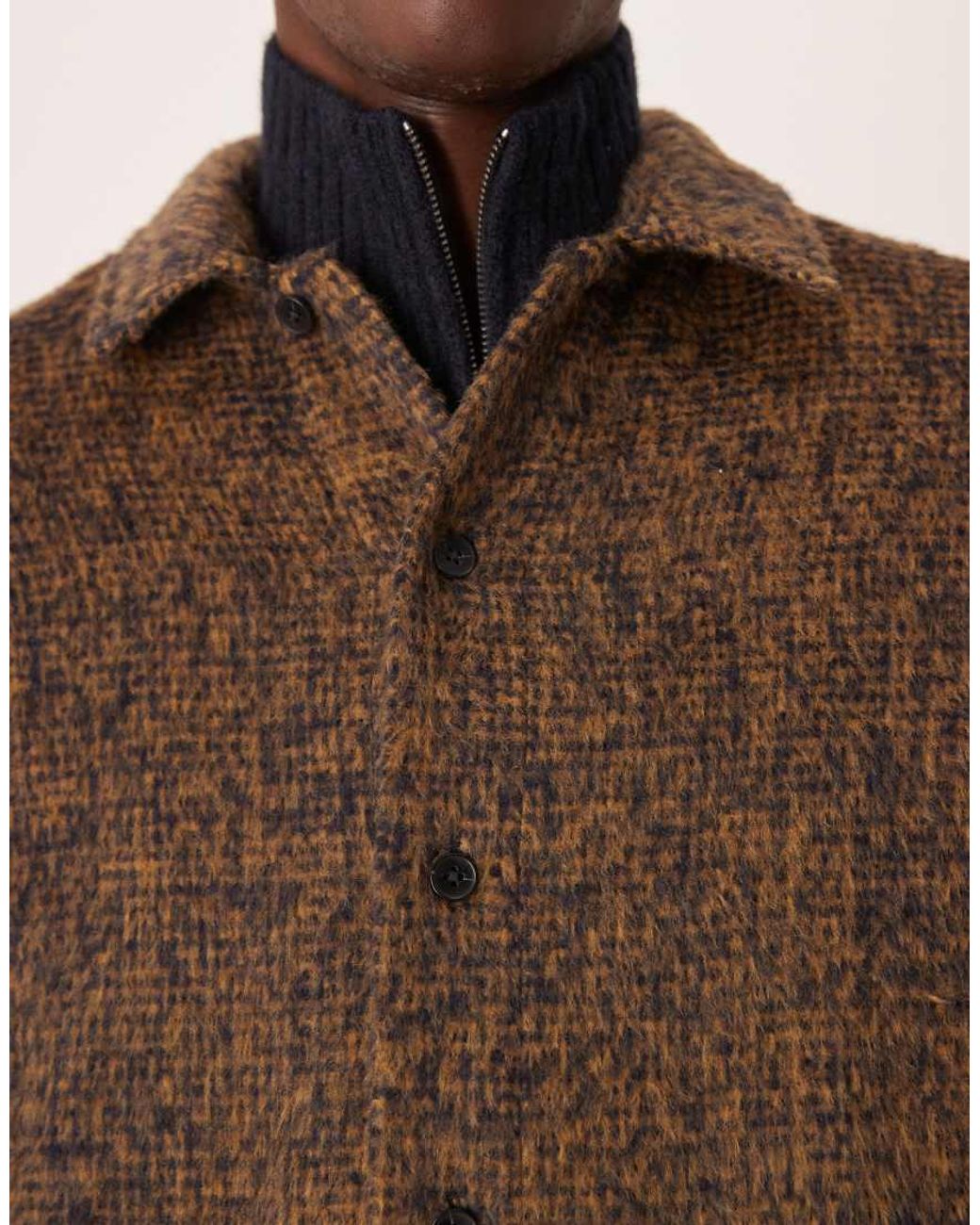 ASOS Brown Premium Brushed Overshirt for men