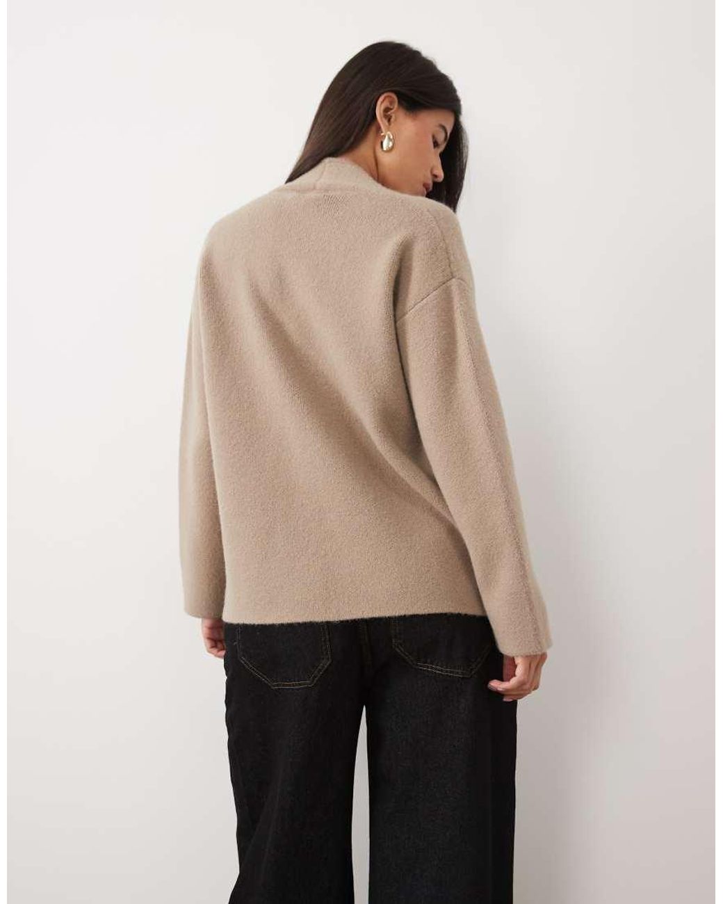 Pretty Lavish Natural Knit Wrap Pocket Detail Cardigan