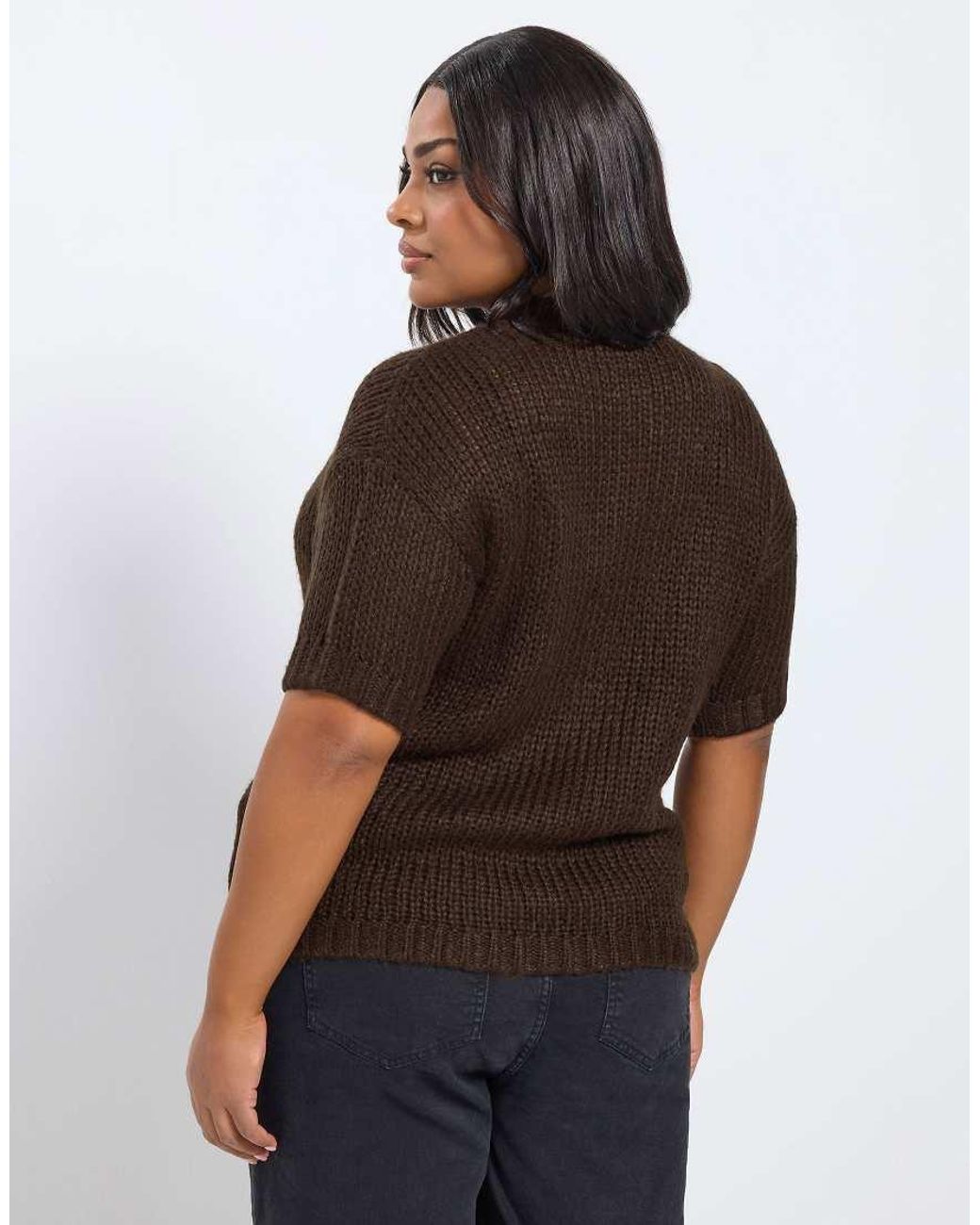 Yours Clothing Brown Short Sleeve Knitted Cardigan