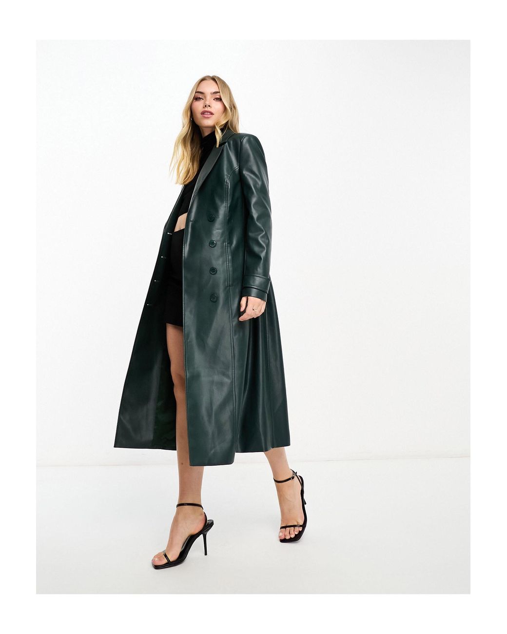 Bardot Pu Trench Coat in Blue Lyst